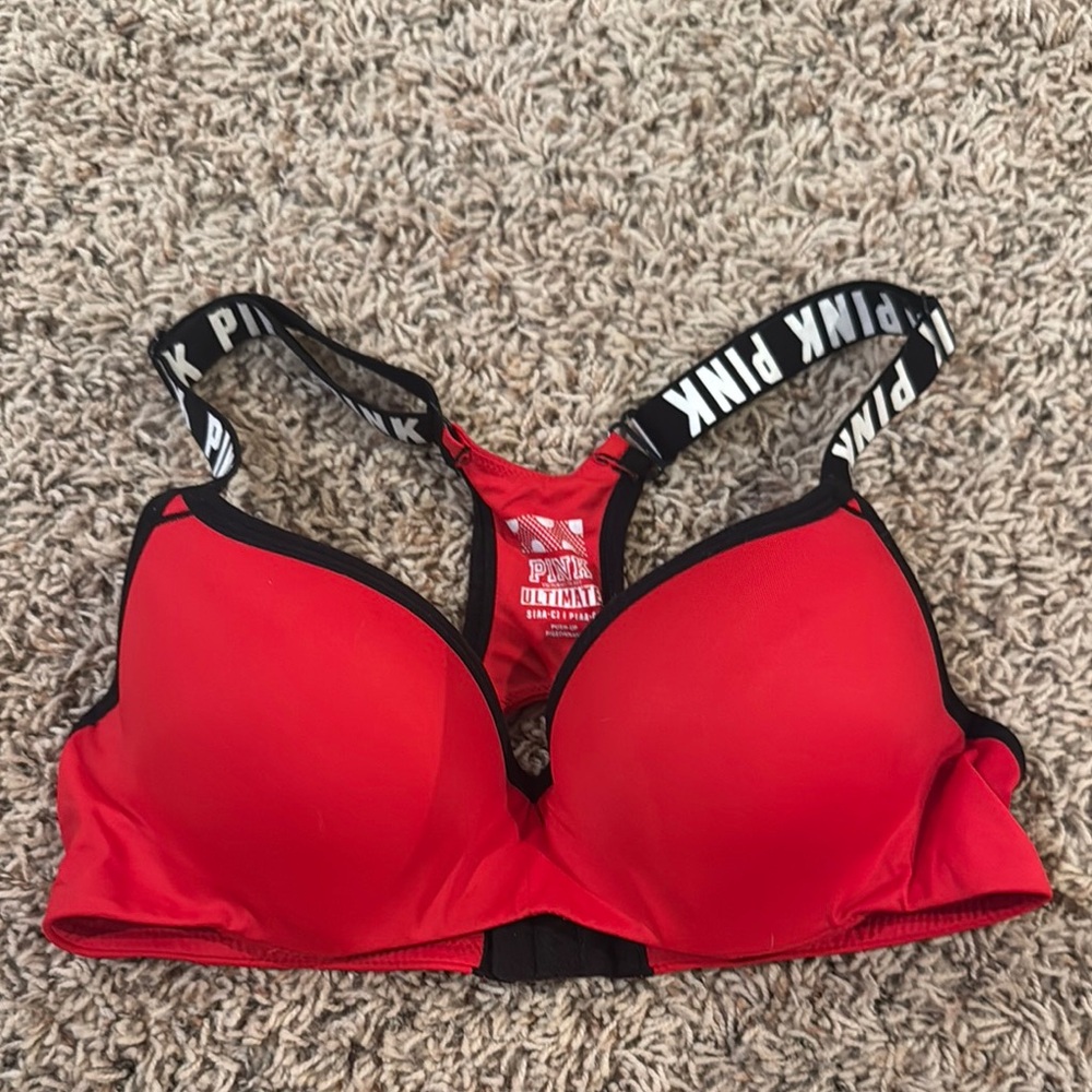 PINK Victoria's Secret Red and Black Push-Up Bra